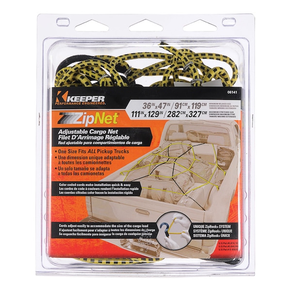 Keeper Keeper Black/Yellow Adjustable Cargo Net 47 in. L X 0.14 in. 1 pk 06141 - main